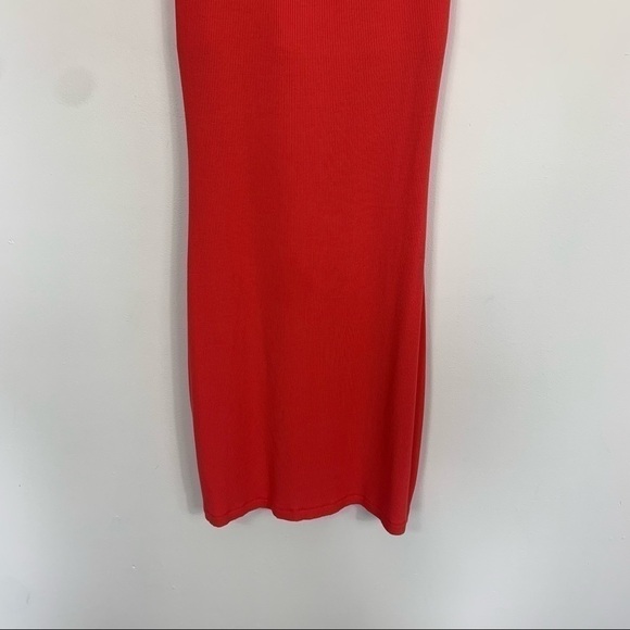 Bebe Bodycon Ribbed Knit Coral Pink Mini Dress Size Small - Picture 4 of 13